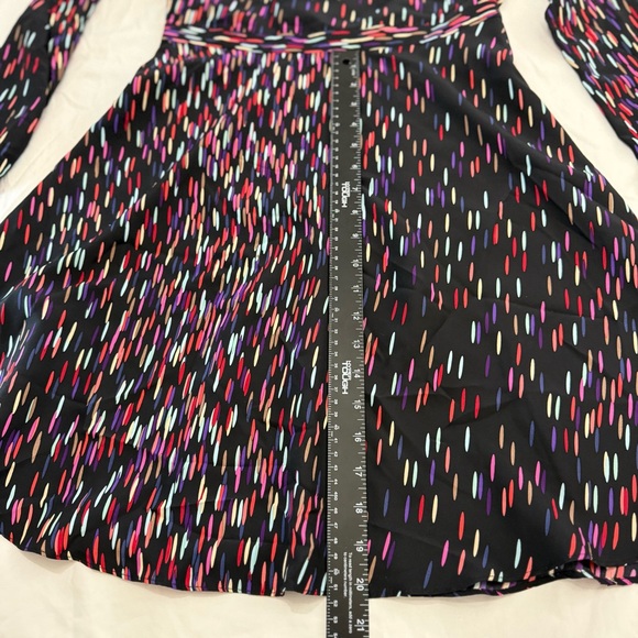 Shoshanna Silk Fit & Flare Dress Black Multicolor Confetti Print Long Sleeve Sz4 - Picture 12 of 12